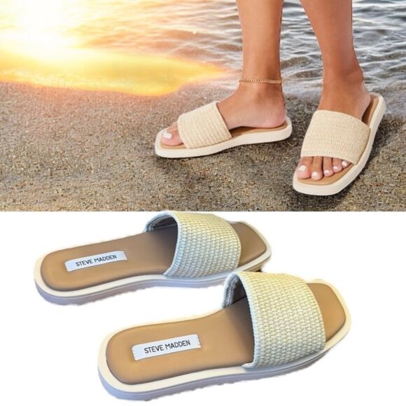 Steve Madden Leigh Natural Sandals Size 10 - Run Small - Picture 1 of 13